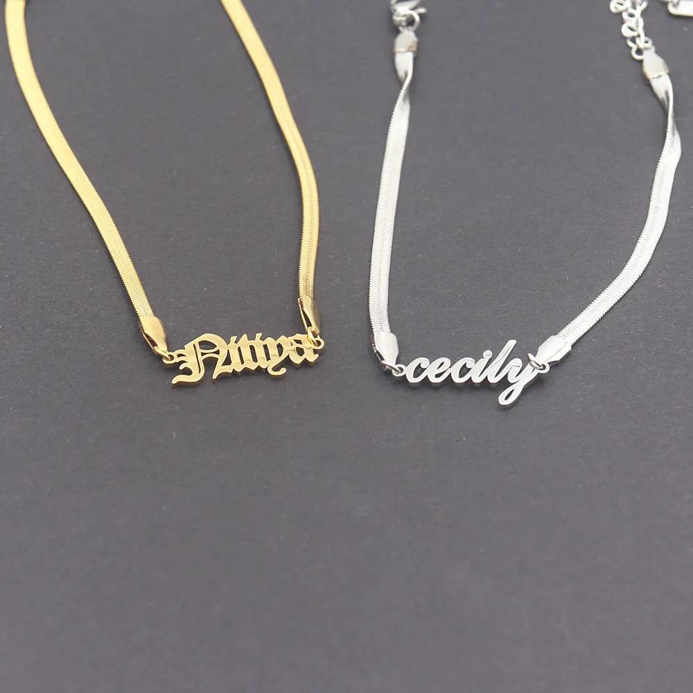 Custom Name Letter Anklet For Women Stainless Steel Bracelet For The Foot Herringbone Chain Customized Nameplate Anklets 250606