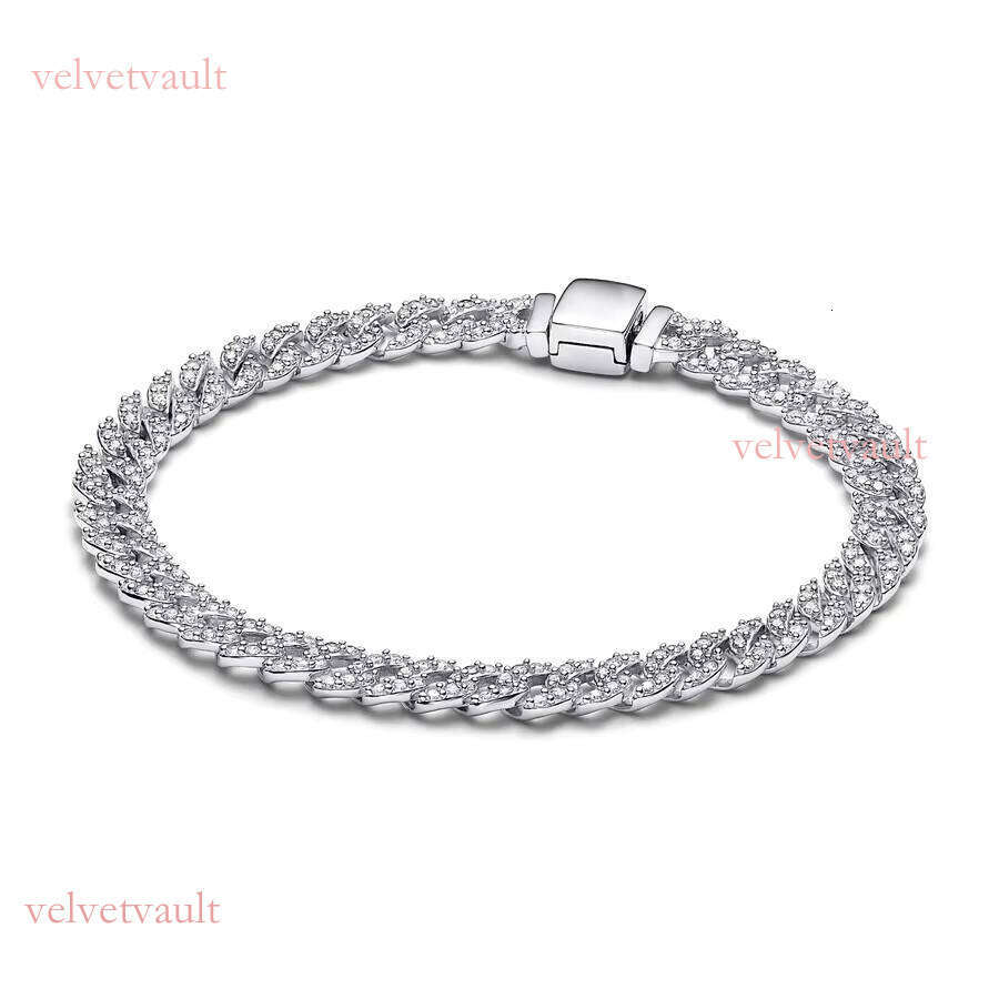 2024 New S Sier Flash Eternal Chain Women Ancient Gold Plated Charm Bracelet Perfect Birthday Gift Jewelry