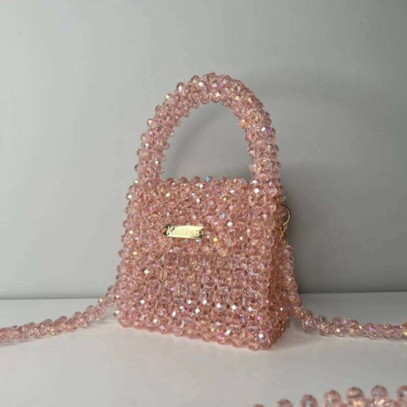 Advanced Shining Crystal Handbag 2024 New Handwoven Beaded Chain Crossbody Bags Fashion Small Banquet Bag Customization