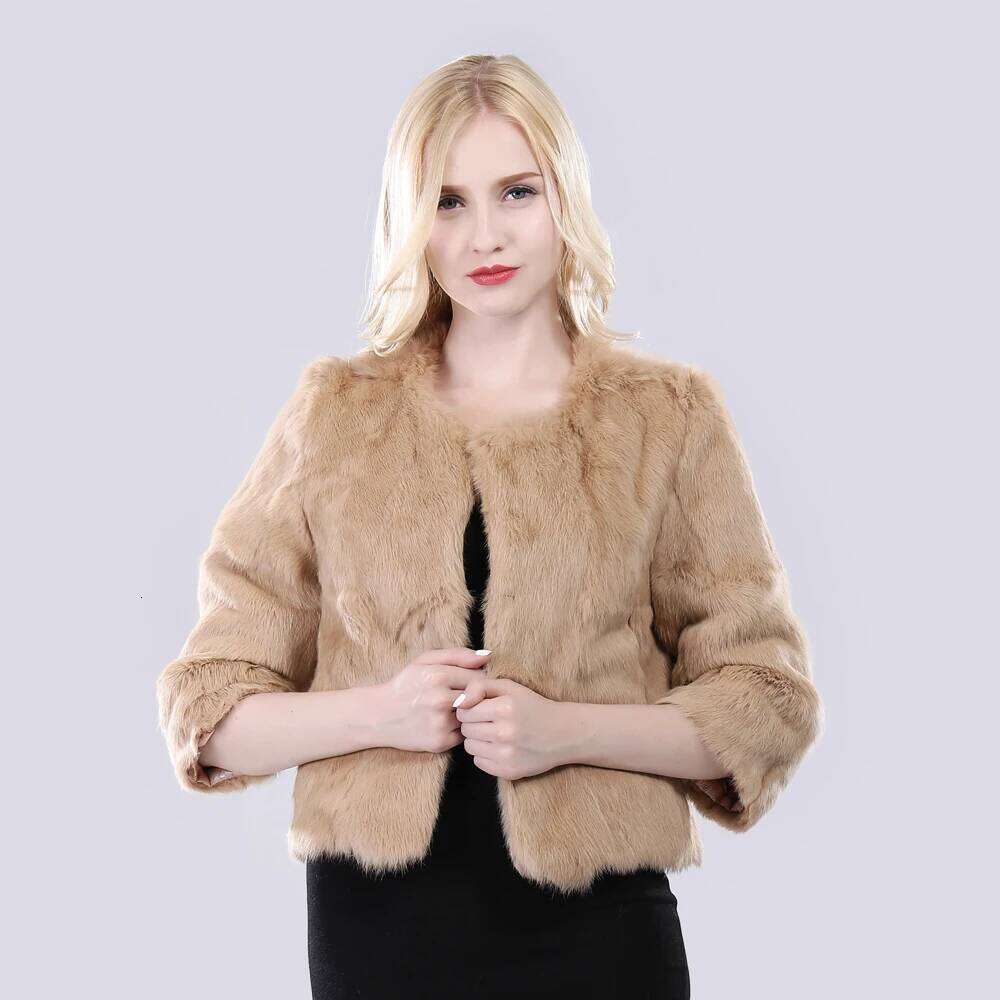 Hot Sale Girl Coat Women Jacket Genuine Rabbit Outerwear Casual Short Real Fur Coats
