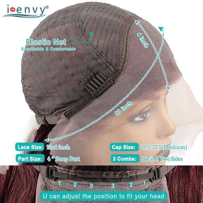 NAMM 13X4 HD Transparent Bury Red Human Hair Wigs PrePlucked 13X6 32Inch Body Wave Lace Front Wig For Women Curly