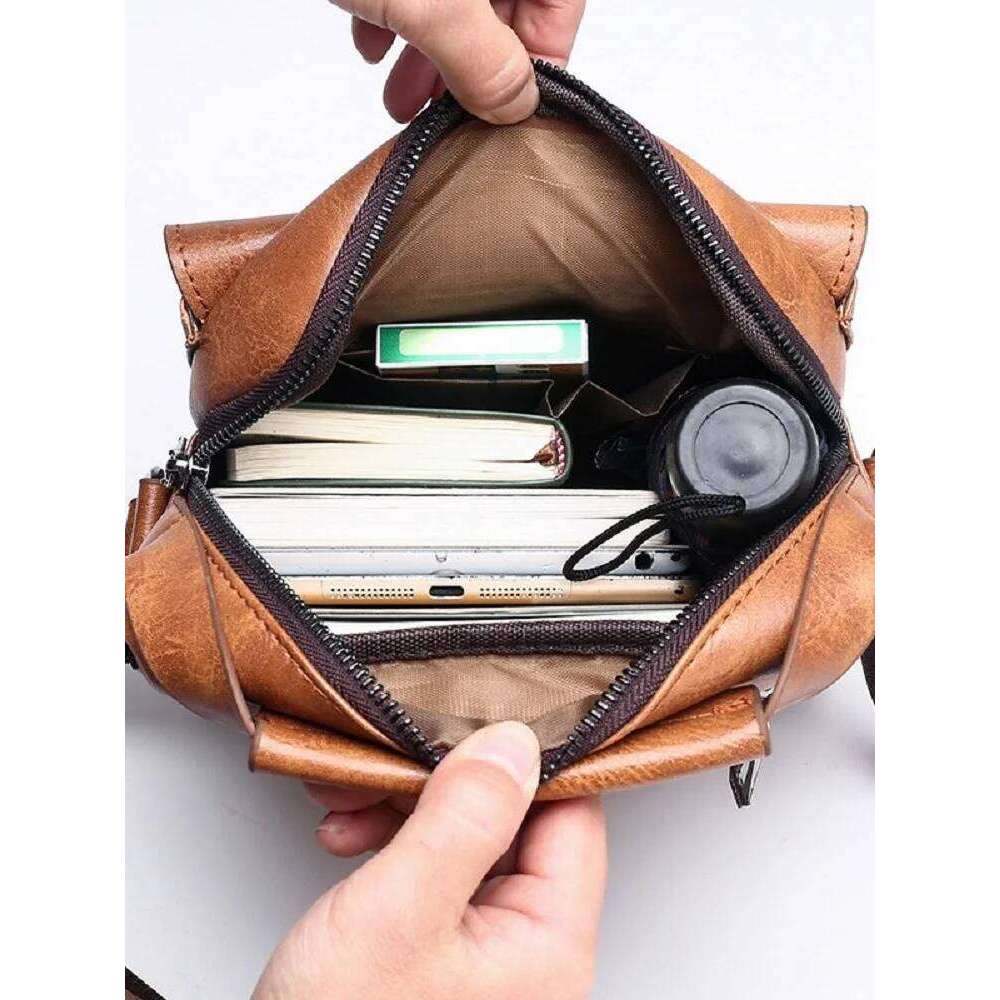 2025 New Men Leisure Commuter Shoulder Crossbody Fashion Male PU Handbag Vertical Large Capacity Leather phone Bag For men