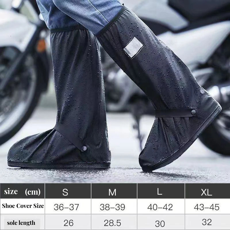 Unisex Reusable Rain Boot Shoe Cover Black Waterproof High Top Shoes Dust Covers for Motorcycle Bike Men Women 250528