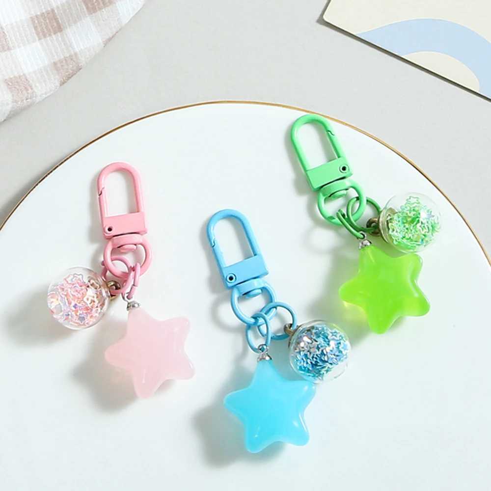 2pcs Metal Keyrings Buckle With Jelly Stars Bottle Pendant Colored Keychain For DIY Jewelry Making Key Accessories Wholesale Z250607