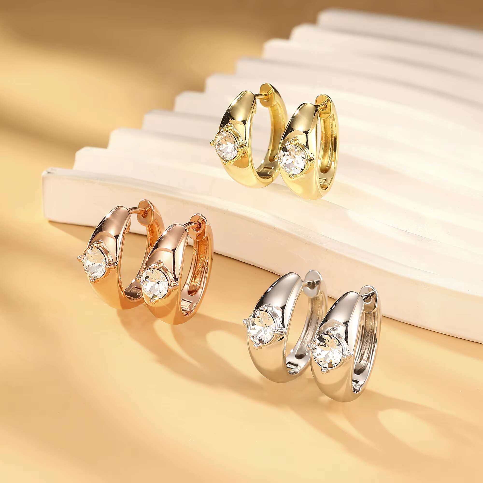 Anniversary gift; Fashion Austrian crystal earrings; 18K gold; white gold; 925 silver; moissanite earrings for