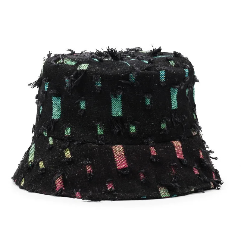 Fashion Women Men Washed Denim Ripped Bucket Hats Cool Lady Male Outdoor Panama Fisherman Cap Sun Hat For Women Men 250605