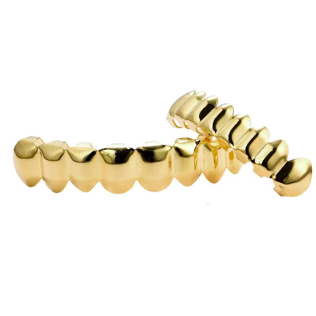 Unisex Hip Hop Copper Electroplated 18K Gold Braces Upper Teeth 8 Lower Teeth 8 Fashion Punk Body Jewelry Wholesale
