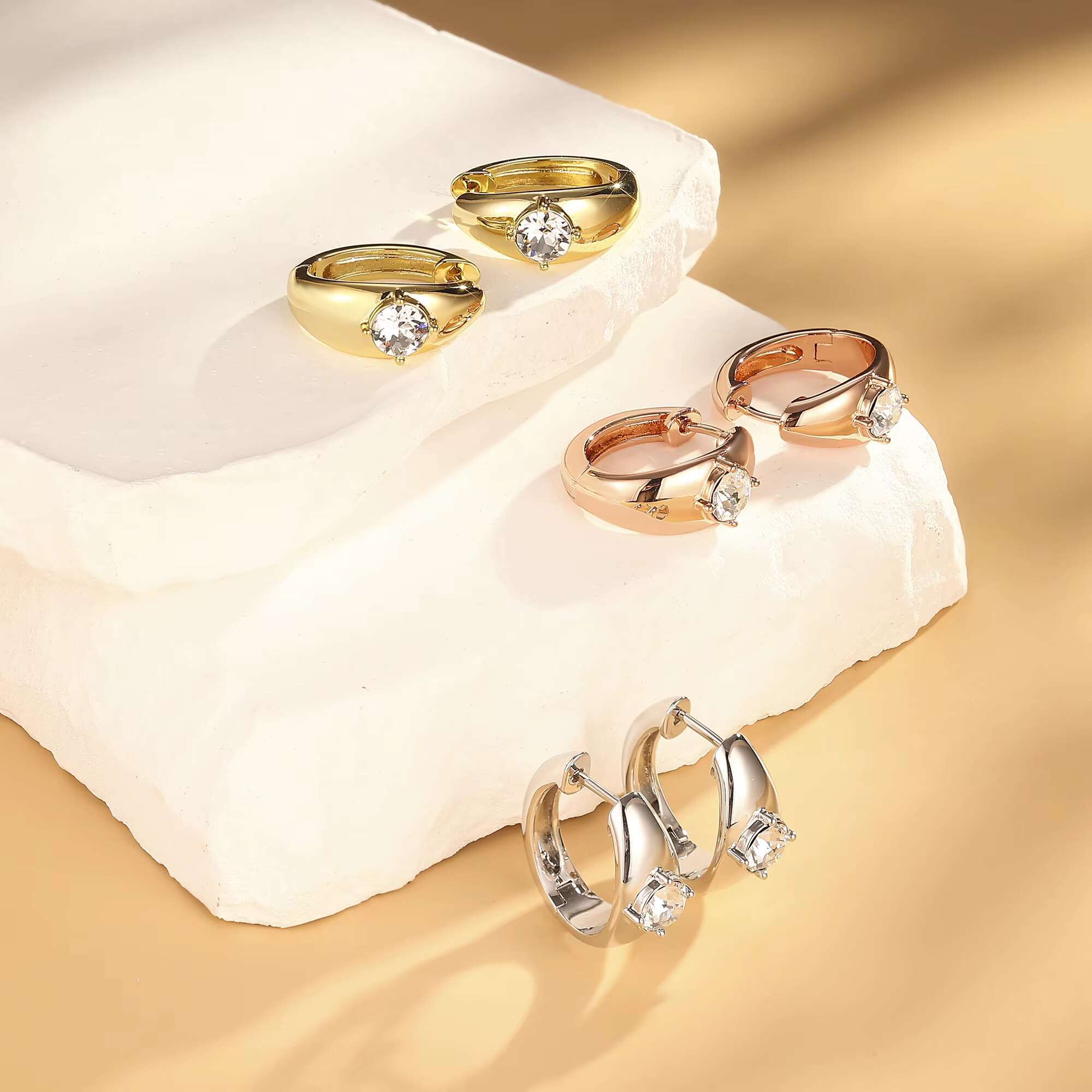 Anniversary gift; Fashion Austrian crystal earrings; 18K gold; white gold; 925 silver; moissanite earrings for