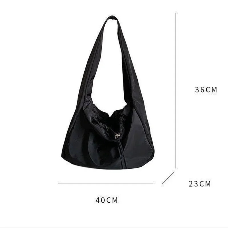 Women Bag Nylon Bucket Fashion Solid Zipper SOFT Shoulder Bag Purses and Handbags Black Tote Bag 250606