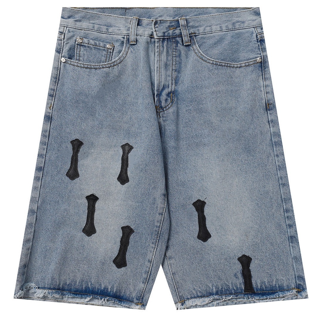 Men Denim Shorts Jeans Summer Shorts Knee Length Pants Retro Blue Fashion Pockets Designer Slim Straight Vintage Cowboys Straight black Gym Men Basketball Trousers