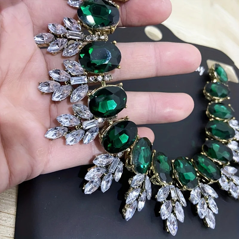 Vedawas 3pcs/set Geometric Rhinestones Necklace earring setShiny wedding party women accessories set 250530