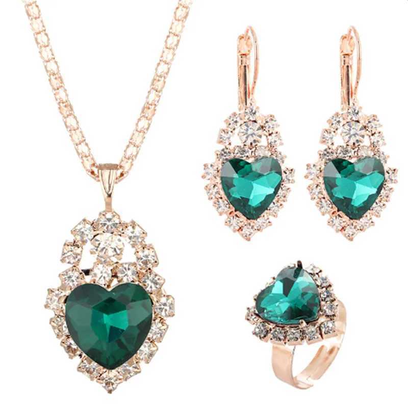 Jewelry Sets Women Wedding Jewelry Set for Brides Gold-Color Zirconia Earring Pendant Necklace Ring Sets Z250607