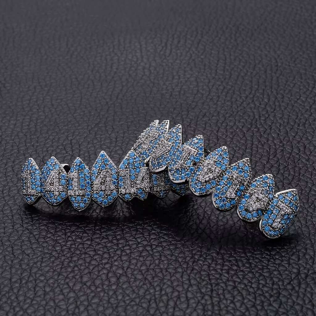 Latest trend hip-hop 1414 8-toothed fangs vampire personality moissanite gold braces for wedding party custom-made jewelry