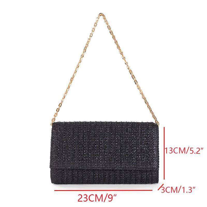 3Pcs Clutch Bags Women Straw Weave Multifunctional Holiday Style Flap Cover Long Beach Shoulder Bag
