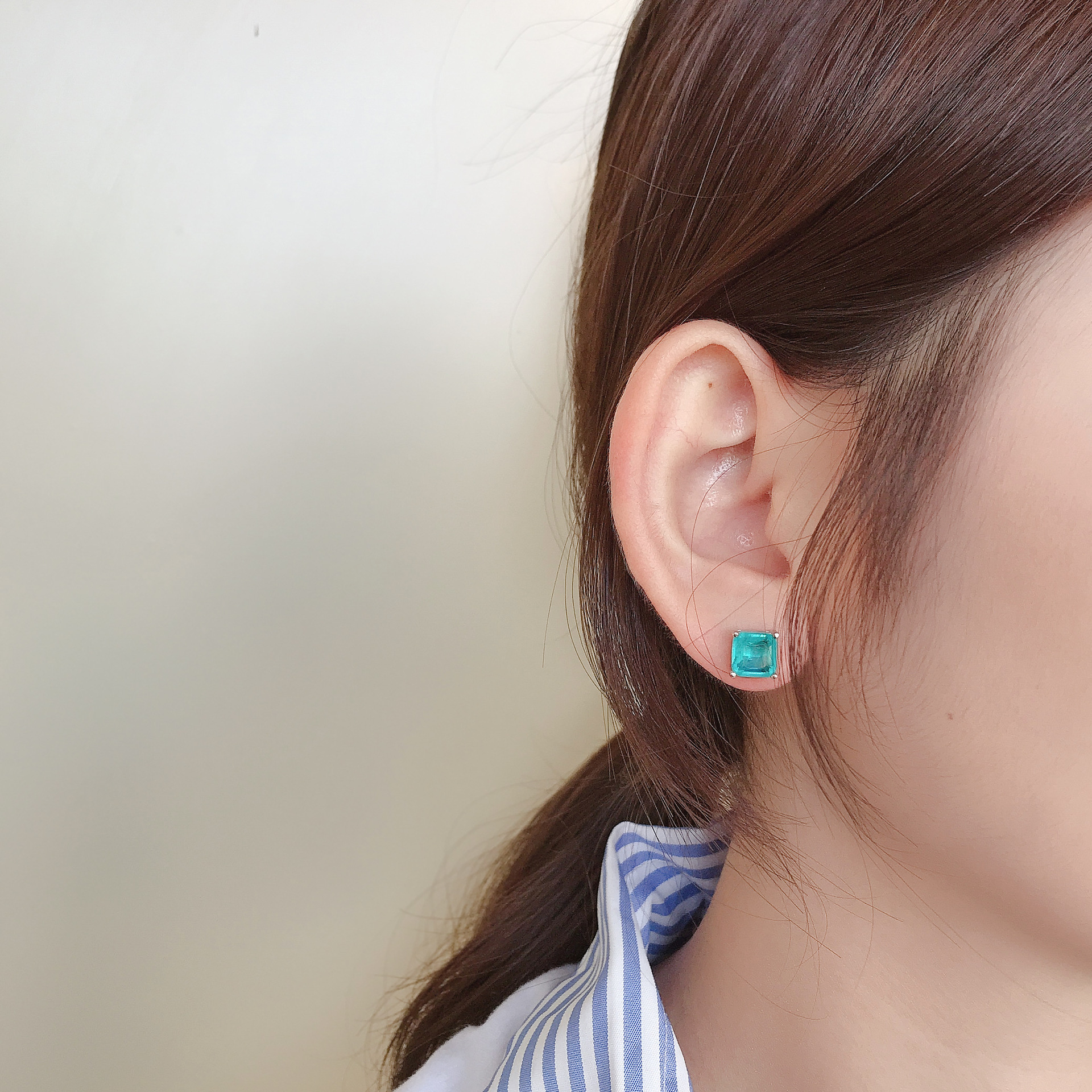 Choucong Brand New Top Sell Stud Earrings Women Fashion Jewelry Genuine 100% 925 Sterling Silver Princess Cut Emerald Paraiba Party Women Wedding Earr