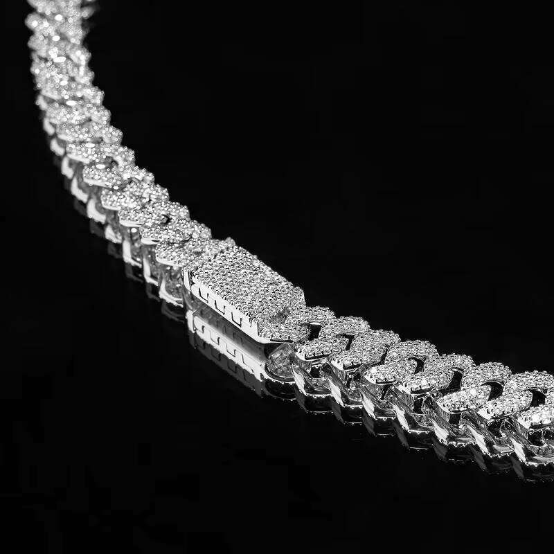 Classic 8mm Punk Rock Link Custom S Sier Man Necklace with Dia Hip Hop Choker Cuban Chain in Rose Gold Main Stone