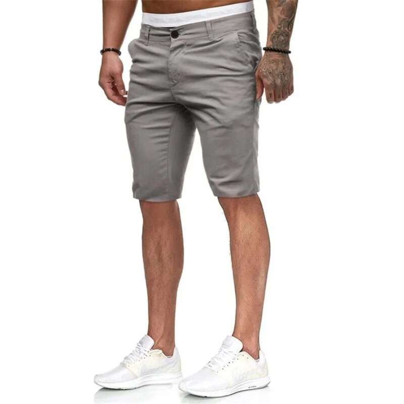 Mens Fit Cargo Shorts with Pockets Knee Length Casual Solid Color Joggers for Summer Beach Streetwear Fashion