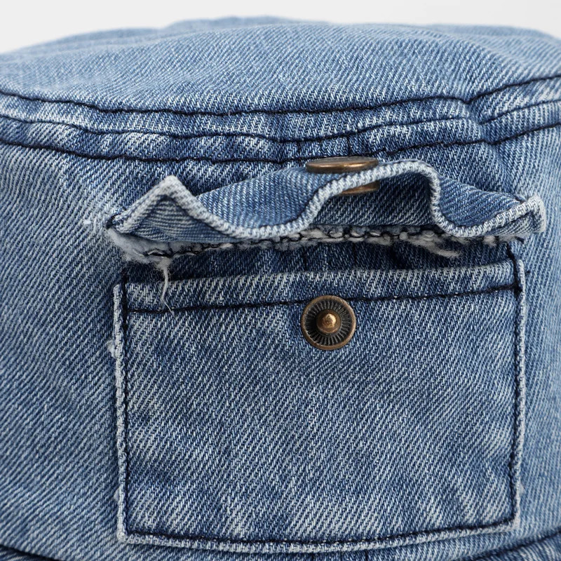 Korean Denim Bucket Hat for Women Vintage Solid Color Fisherman Cap Summer Outdoor Travel Girls Panama Sun Hats 250605