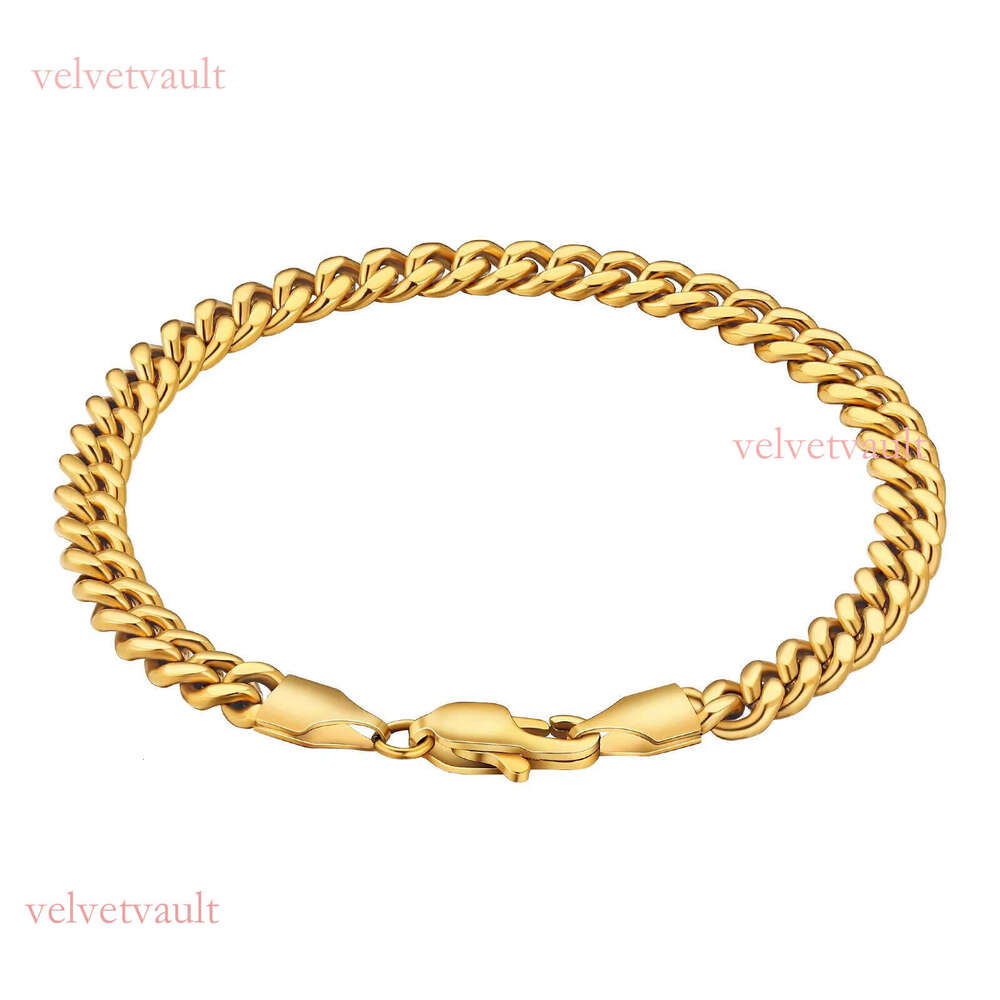 KRKC Plated 316L Stainless Steel Cuban Figaro Rope Chain Design Unisex Gold Bracelet