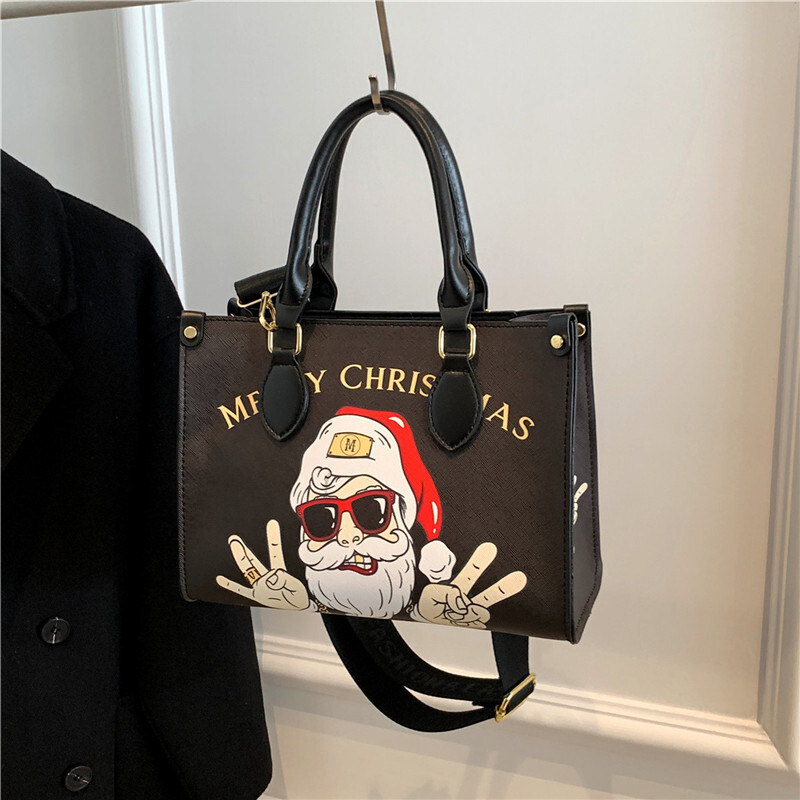 Luxury Brand Designer Bag Santa Claus Print Tote Bag For Women 2024 New Trend Large Capacity Handbag Versatile Commuter Shoulder Bag