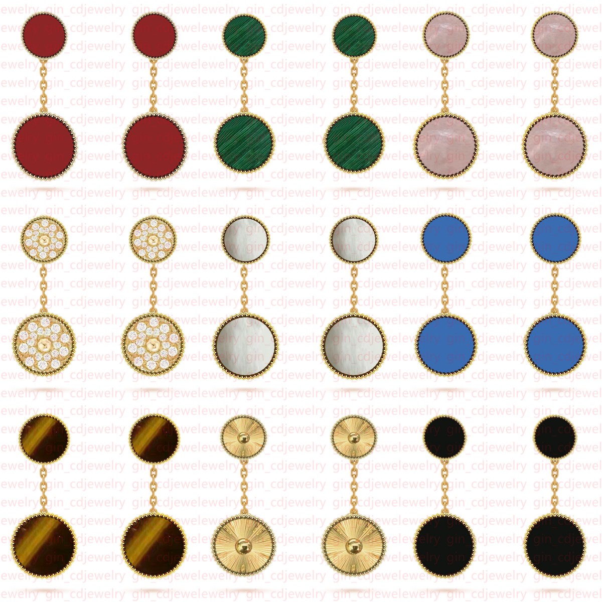 Classic Lucky 2 Flower Earrings Plated 18k Gold for Women and Girls Valentine's Day Mother's Day Christmas Engagement Jewelry Gift