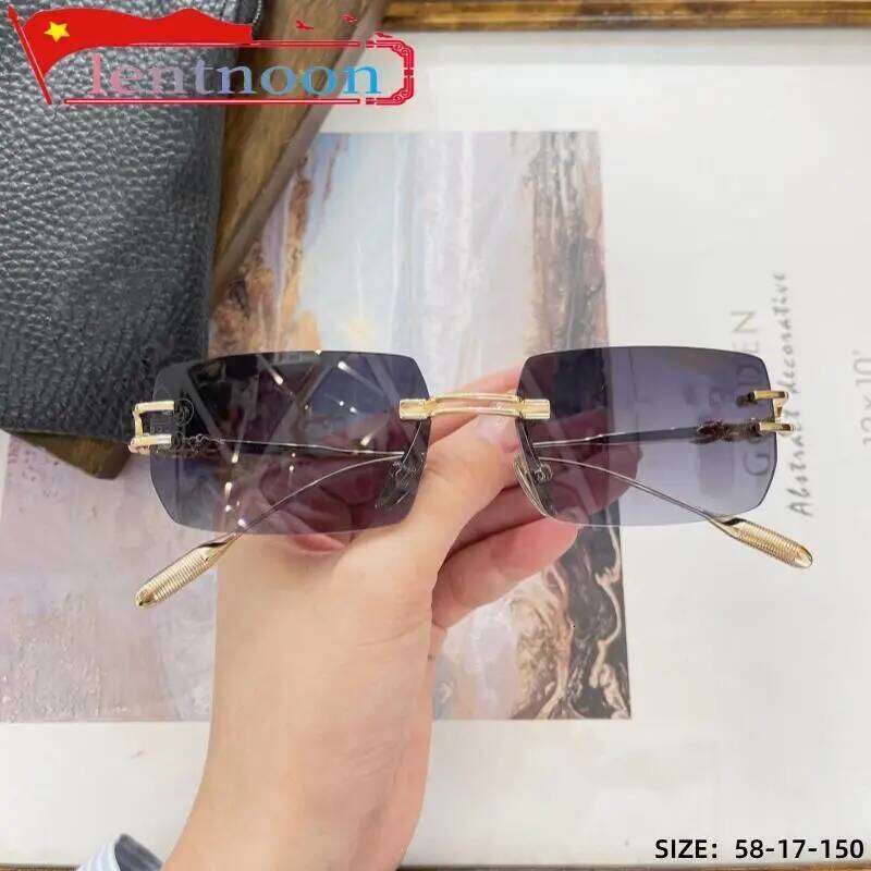 New Fashion Women Sunglasses Rimless Personality Brand Designer Trend Square Beach Party UV400 Outdoor Sun Glasses 2024