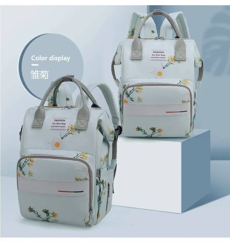 Spring summer large capacity mommy bag 2025 new printed Oxford cloth mother and baby backpack