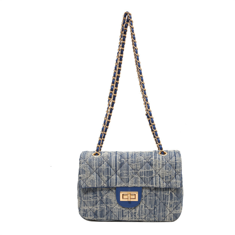 designer Quilted Chain Underarm Bag for Women 2025 New Trendy Texture Autumn Winter Denim Versatile Shoulder Crossbody Small Square Bag