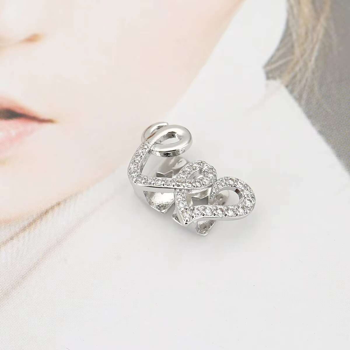 Double Love 925 Silver Diamond Hip Hop Dental Grill; Includes Tooth Glue; Hip Hop Body Jewelry 925 Silver Dental Jewel