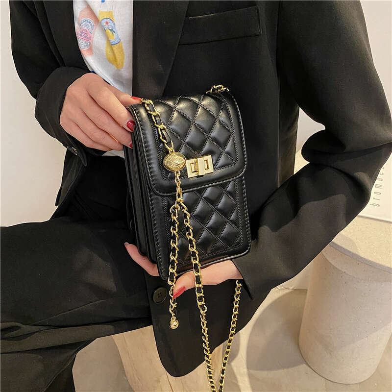 Phone for Women New Crossbody Fashion Quilted Gold Ball Chain Single Shoulder Ladies Small Bag