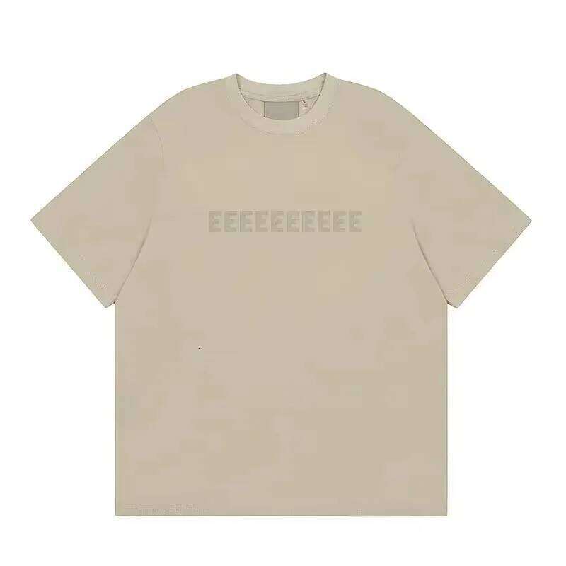 FW23 Classic Brand Double Line Men's T-shirt Trendy Design Front Two Rows Silicone Letter Short Sleeve High Street Loose Top Set