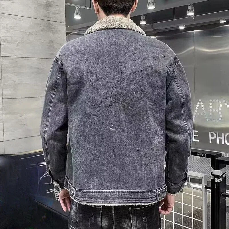 Casual Denim Jackets Man Button Korean Clothes Aesthetic Loose Trendy Cowboy Coat for Men Elatic Outwear Menswear Size L 250530