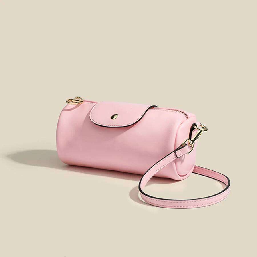 Fashion Round Cylinder Trendy Zipper Large Capacity Single Crossbody Pink/Black Pillow Bag For Femele Purse Handbags