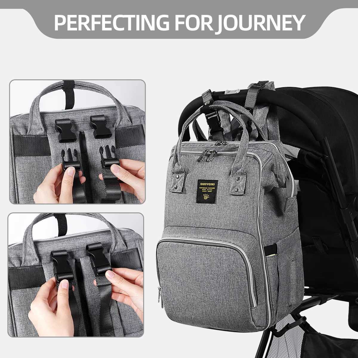 Sunveno Stylish Upgrade Diaper Bag Backpack Multifunction Travel Backpack Maternity Baby Changing Bags 20L Large Capacity y250609N5NQ