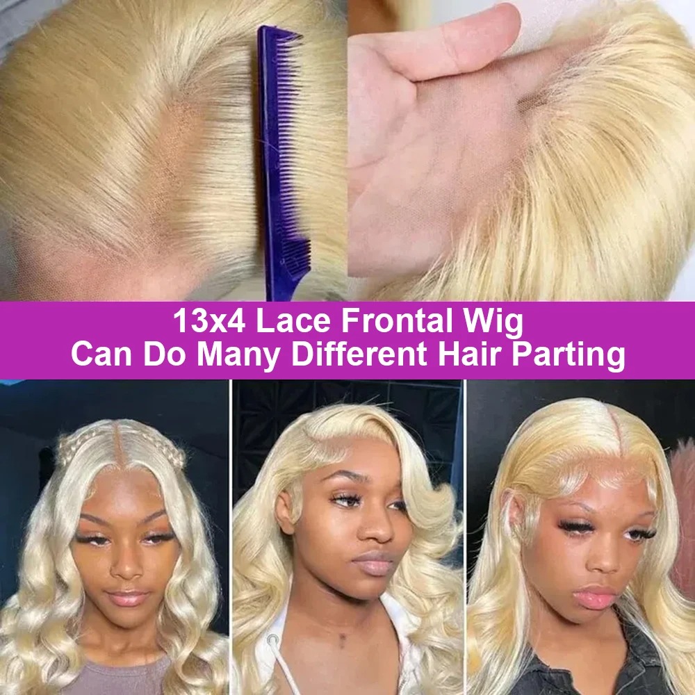 40Inch 613 Body Wave Blonde 13x4 Hd Lace Frontal Human Hair Wig Brazilian Color Water Wave Lace Front Wig For Women 250 Density Synthetic