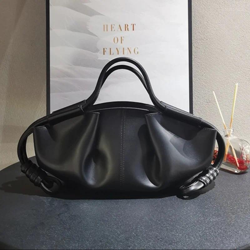 Totes Luxury Cloud Dumpling Lady Handbag Drawstring Design Pleated Adjustable Strap Crossbody Bag Shiny Texture Korea Shoulder