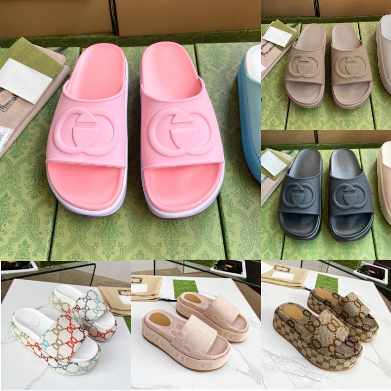 Designer Sandals Slipper Summer Platform Sandals Thick Heels Men Women Luxury Slides Rubber Sole Flatsole featuring embossed SIZE 35-45