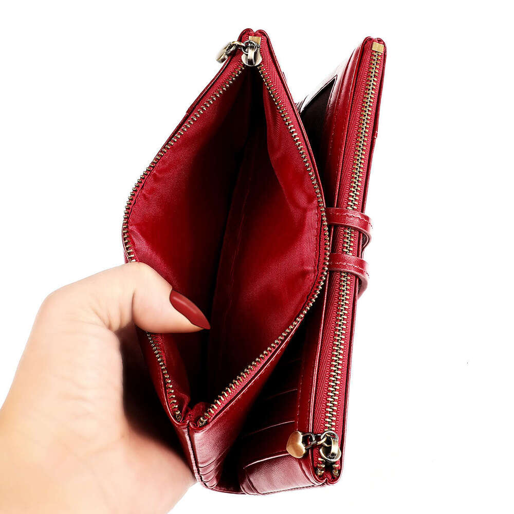 Long Genuine Leather Women's Wallet Korean Fashion Coin Purse Clutch