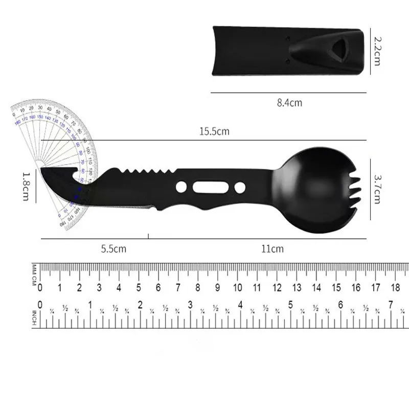 Multi Function Tableware Spoon Multi Tool Can Opener Flatware Portable Bottle Cutlery Multitool Camping Utensil Fork Spork Stainless 250609