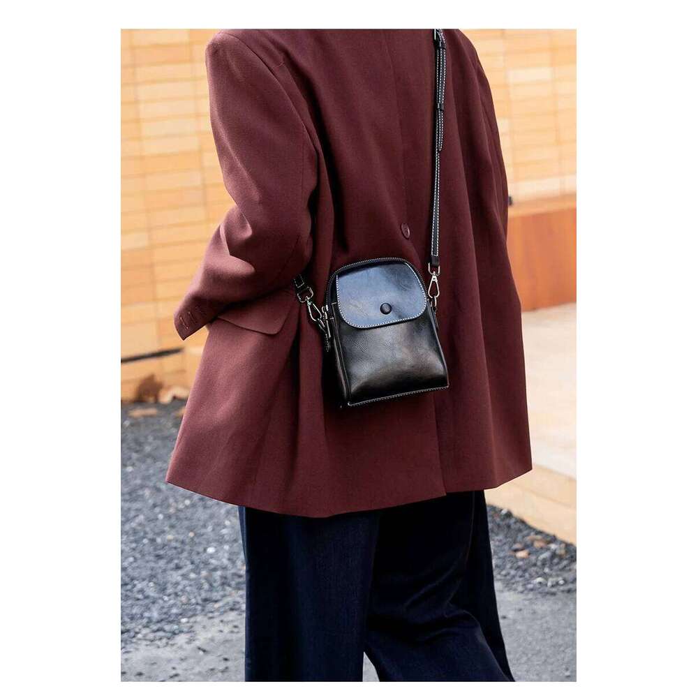 Designer Bags 2025 Women's Oil Wax Cow Genuine Leather Handbags Female Cowhide Vintage Shoulder Bag Ladies High Quality Phone Crossbody Bags Luxu