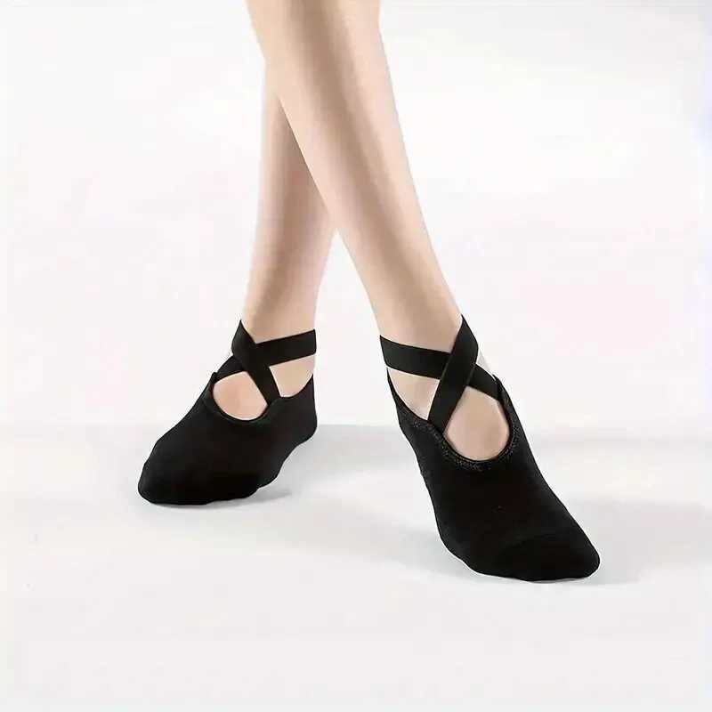 Non-Slip Pilates Socks with Bandage Cotton Backless Yoga Socks for Women Fitness Ballet Dance Workout Sports Socks Slipper XJ250609