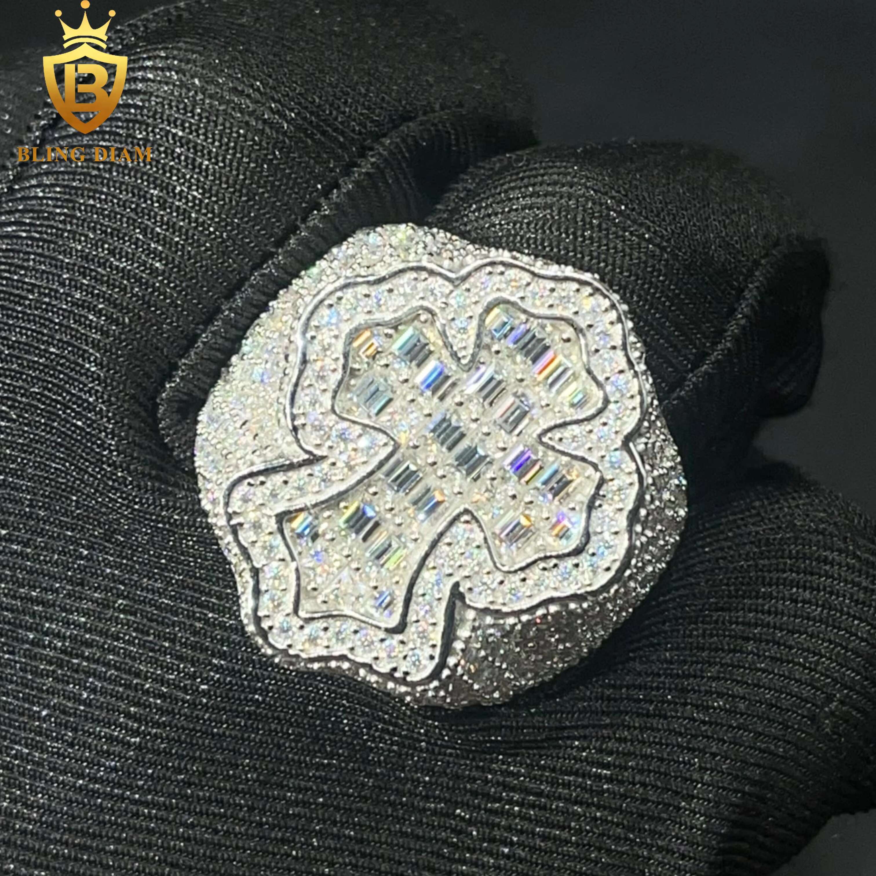 Hot Sale Hip Hop Jewelry Ring 925 Silver Ice Out VVS Moissanite Fully Diamond Mens Cross Rings
