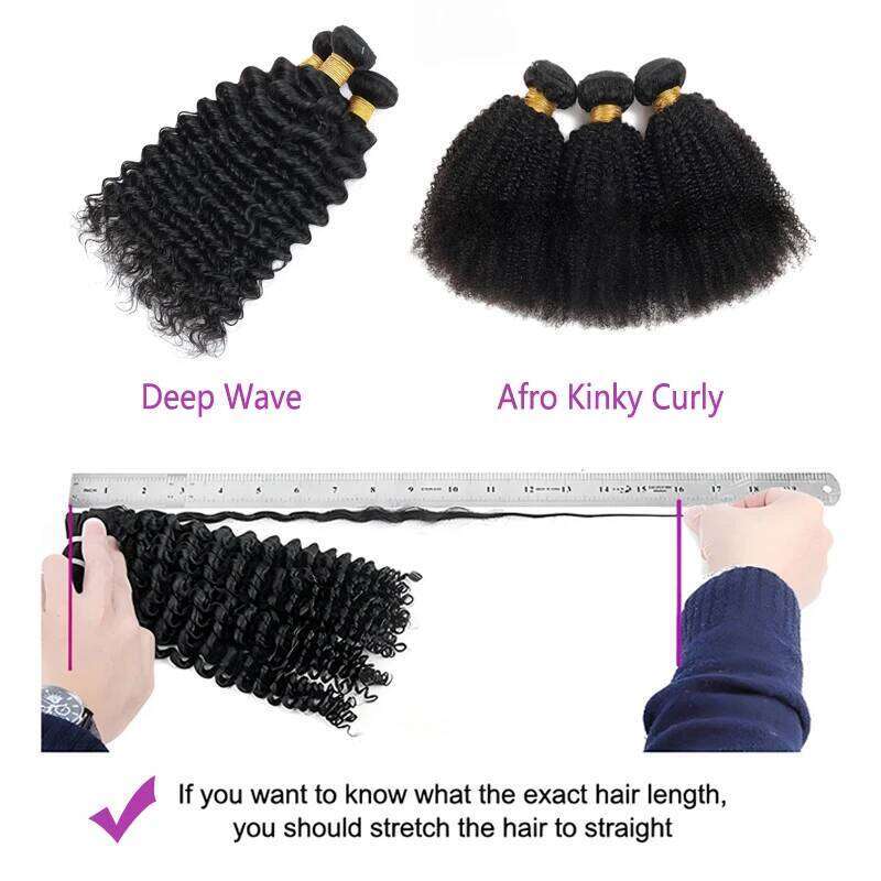 2/3PC Mongolian Afro Kinky Curly Human Hair Bundles With 13x4 Transparent Lace Frontal 12A Virgin Double Weft Extension 100g/PC