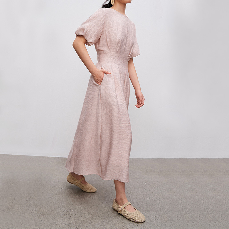 LYW125 New French elegant waist puff sleeve skirt summer dress female temperament women's clothing