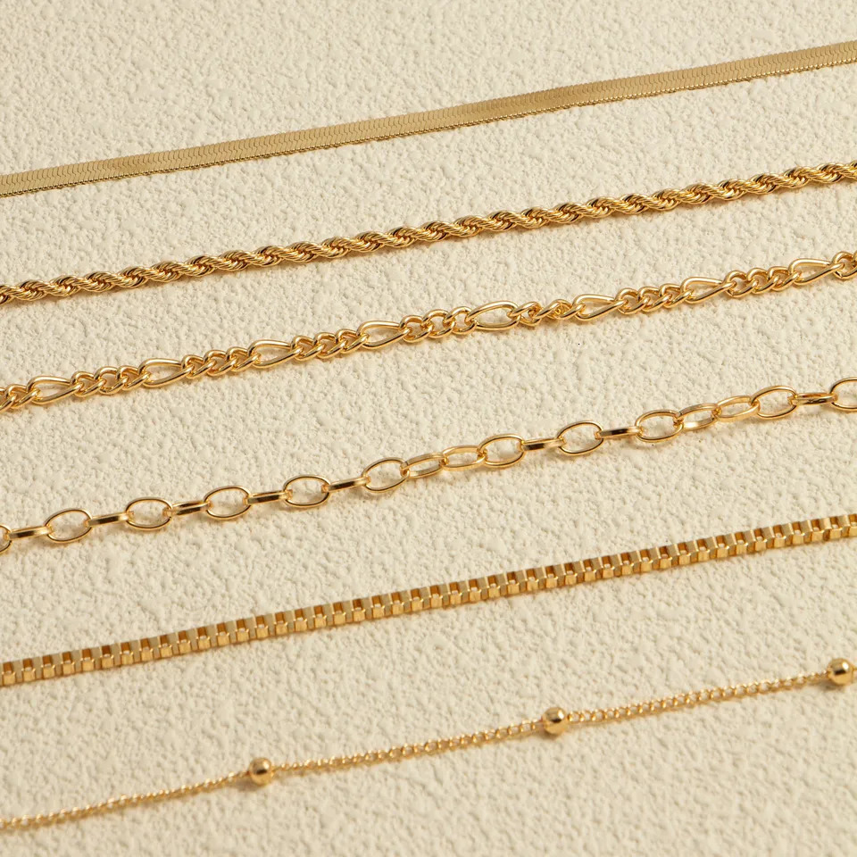 Multi-piece Set Bohemian Vacation Simple Style Stackable Vegan Chain for Women Summer Anklet Plated 18K gold Silver hypoallergenic 250606