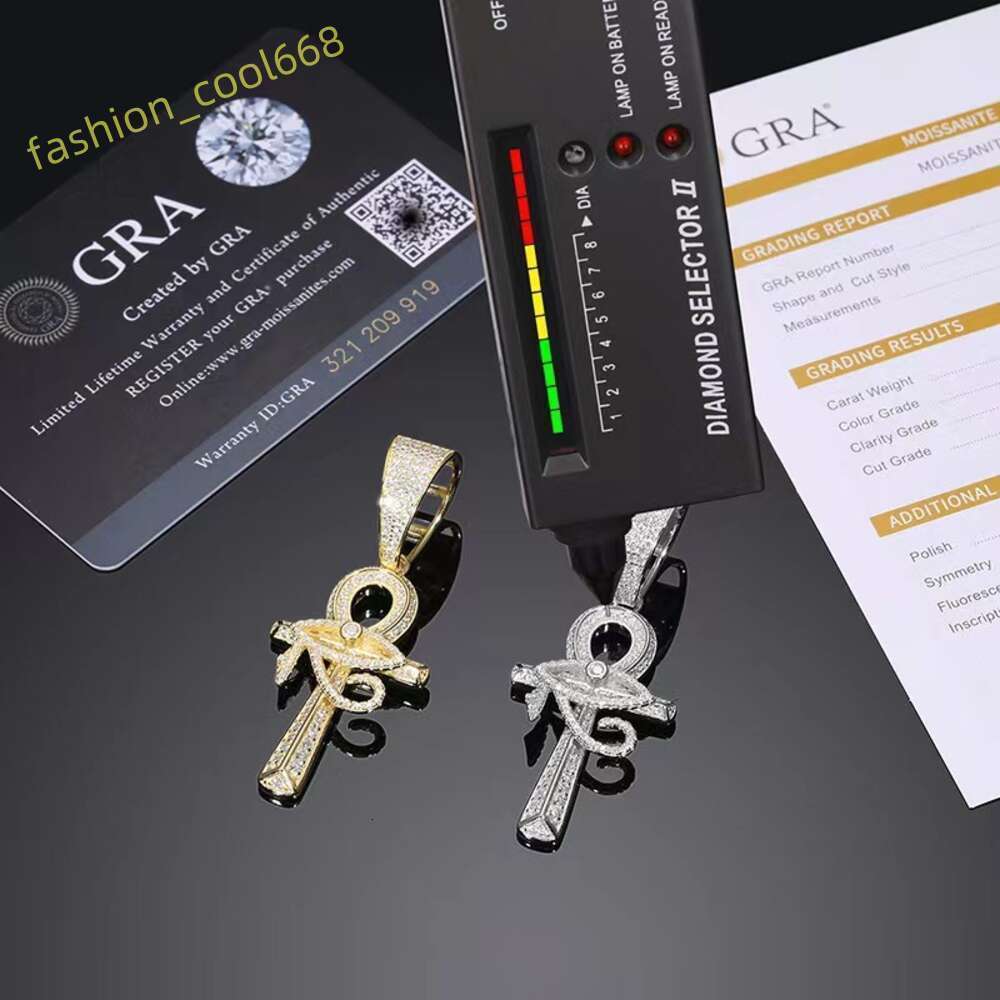 Pendant necklace jewelry designer Eye of Horus cross moissanite pendant and 925 sterling silver rope social gathering super face