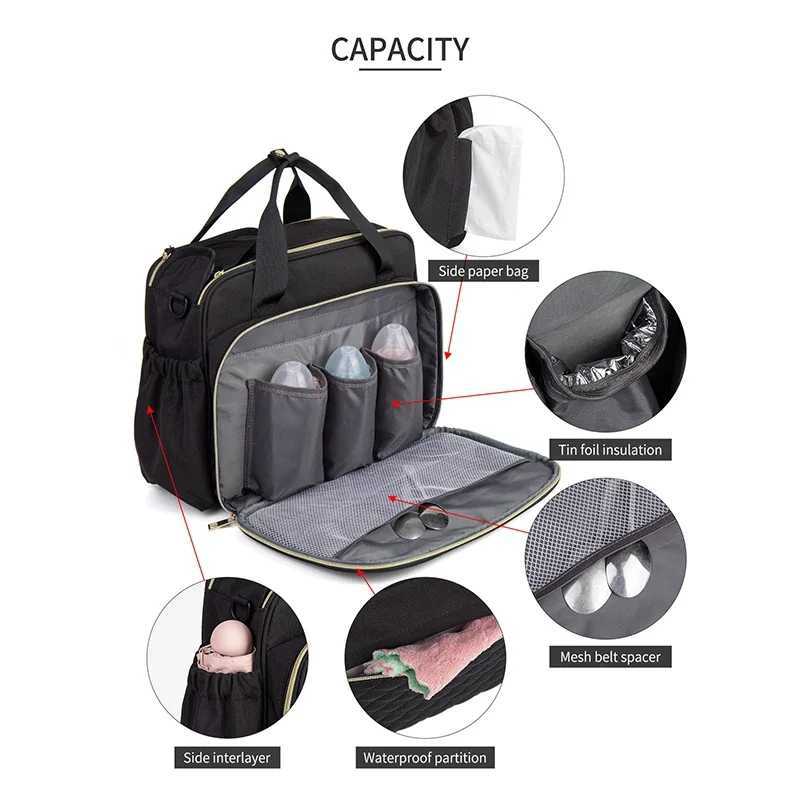 Large Capacity Travel Bag Multifunctional Maternity Mother Baby Stroller Bags New Style Waterproof Diaper Bag Black nappy bag y250609QLQK