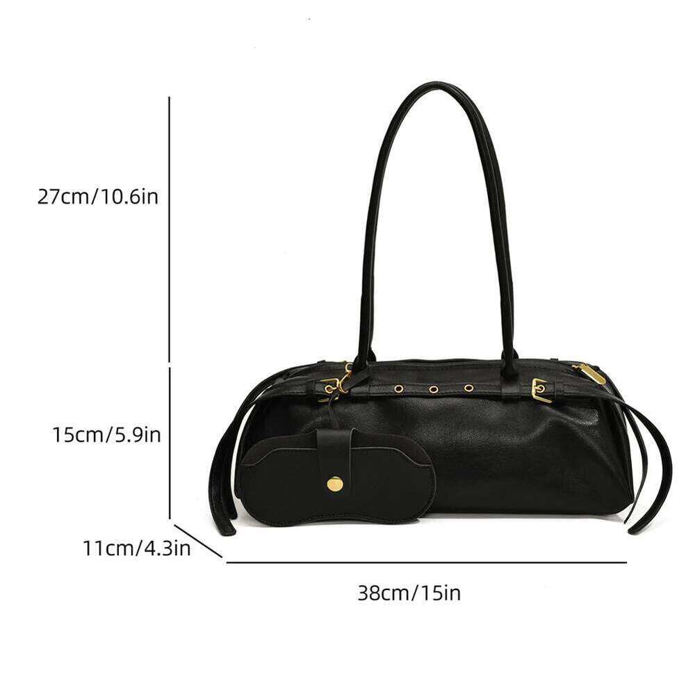 2024 Trend Women High-End Boston PU Leather Retro Bowling Bags Brand Designer Handbag Large Capacity Shoulder Bag
