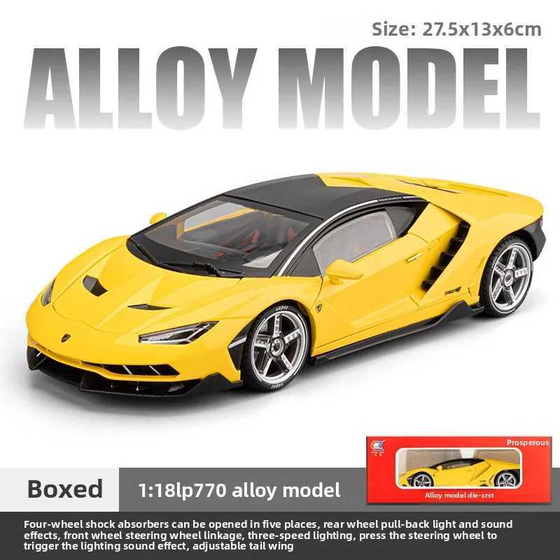 1 18 Lambor LP770-4 Supercar Alloy Model Diecasts Toy Vehicles Metal Toy Car Model Sound and Light Collection Kids Toy W250609