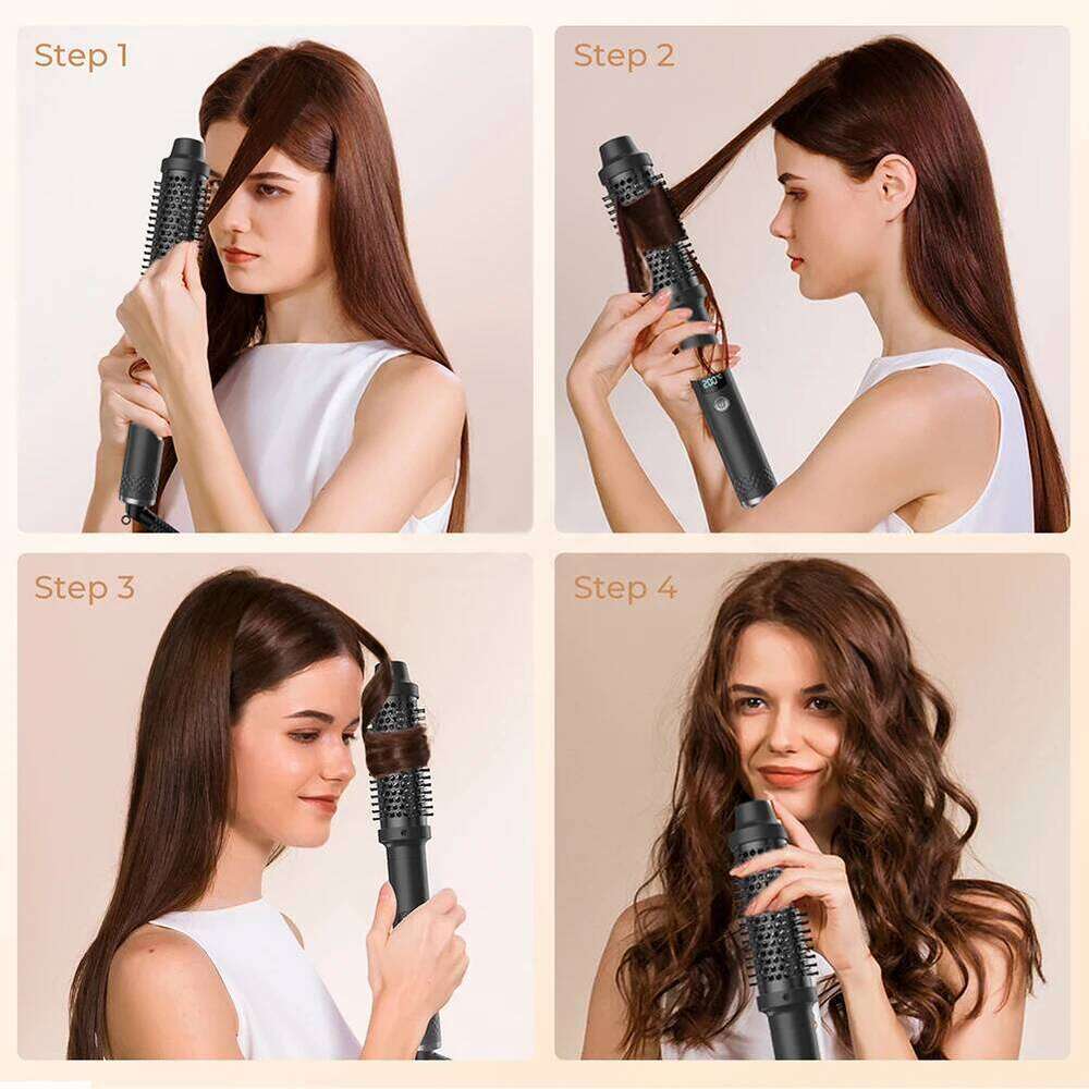 3 In 1 Ionic Hair Curler/Straightener,Dual-PTC Heaters Electric Curl Wand,Hair Styling Brush,Hair Curler Comb,Curling Brush